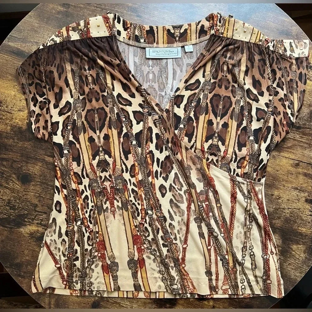 SIMONTON Says by George Simonton | women’s faux wrap top. SIZE: M.